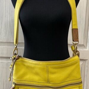 Lime Green/Yellow Fossil Leather Shoulder Bag